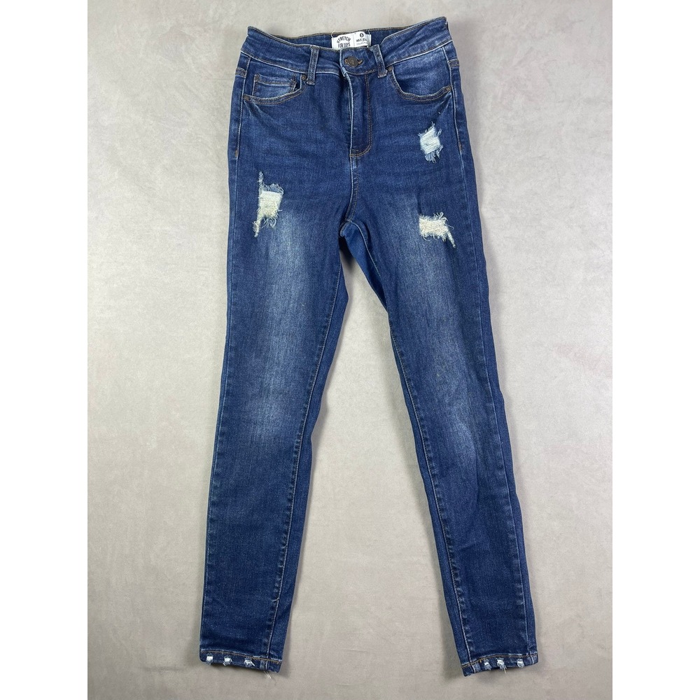 Wax Jean Stretch For Days Dark Wash Distressed Skinny Jeans Size Small 90316